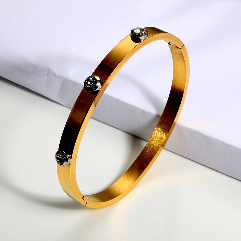 Роскошные брендовые стальные браслеты манжеты с кристаллами для мужчин и женщин