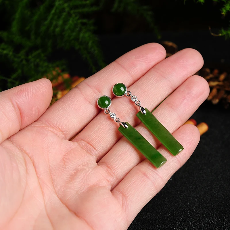 Аутентичные натуральные и Hetian jade Jasper серьги с сертификатом женские длинные серьги с нефритом высокого класса