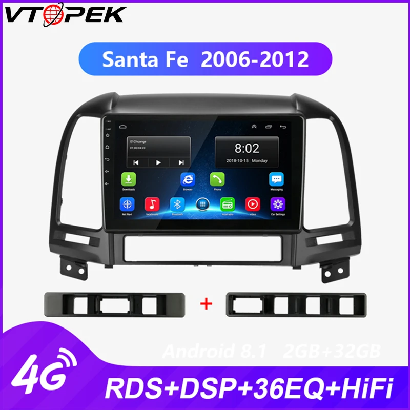 

Vtopek Android Car Multimedia Stereo Radio for Hyundai Santa Fe 2006-2012 Wifi Function 4G Network RDS DSP navigation Bluetooth