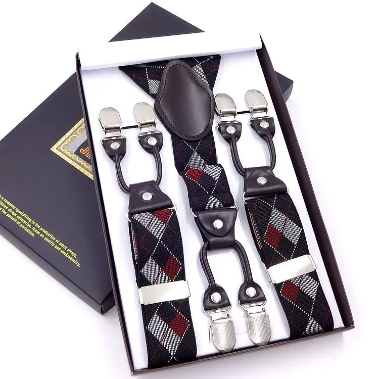 Винтажные мужские повседневные подтяжки из эластичного сплава с 6 клипсами в западном стиле, мужские подтяжки, мужские подтяжки