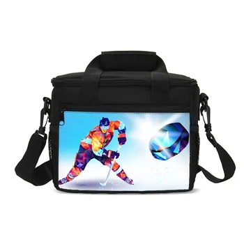 

Small Lunch Bag Cool Sports Ice Hockey Skating 3D Printing Ice Bag Insulated Thermal Picnic Lunchbox Outdoor Handbags Sac A Main