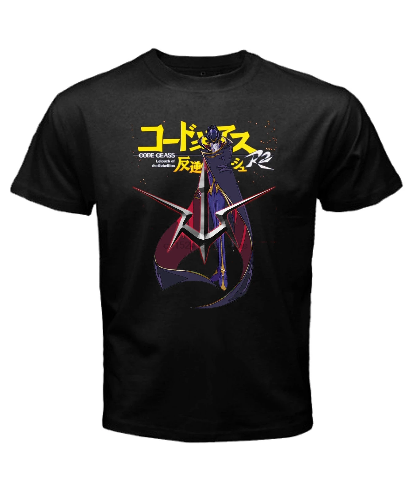 Черная футболка с надписью Code Geass Lelouch of the Rebellion аниме японское кино | Мужская