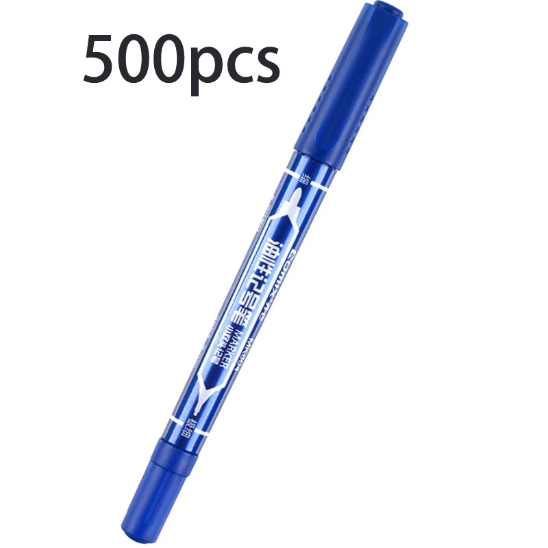 500pcs-Blue 10 шт., двойные маркеры для рисования, сделай сам, водонепроницаемые, перманентные, шариковые, 1,5 мм, студенческие принадлежности, ручка для рукоделия, художественная краска - Цвет: 500pcs-Blue