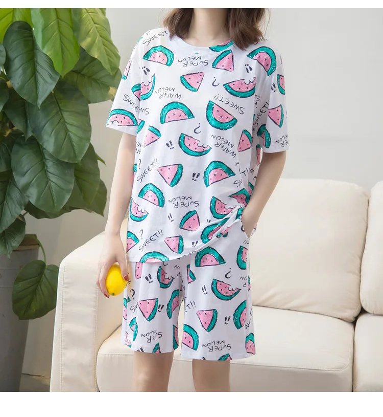 Платье большого размера новая стильная Пижама Летний Тонкий короткий рукав корейский стиль свободный 200 жира мм Домашняя одежда комплект