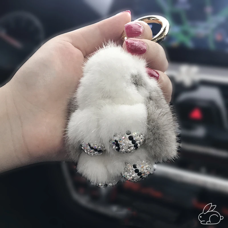 Мультяшный кролик кристалл плюшевая Сумочка с брелоком автомобильный брелок для женщин горный хрусталь Кролик Ключ Пряжка брелки для девочек