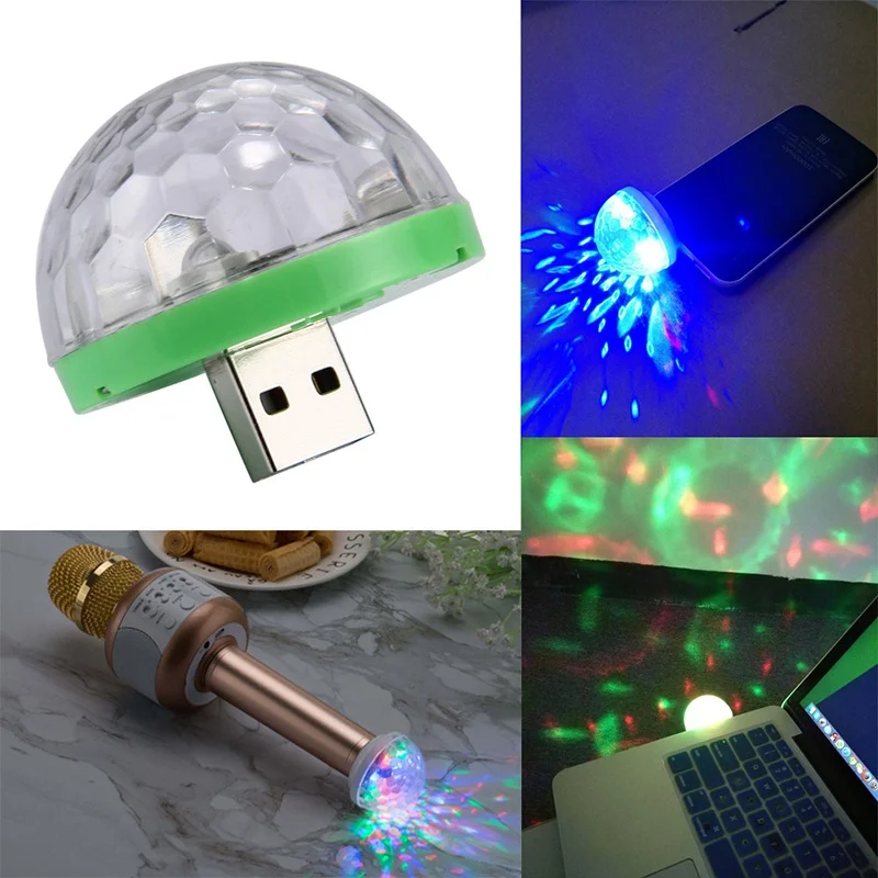 Usb диско шар RGB светодиодный светильник сценический маленький магический шар Светильник Красочные Волшебные лампочки Авто вращающийся сценический светильник DJ Клубные вечерние светодиодный светильник