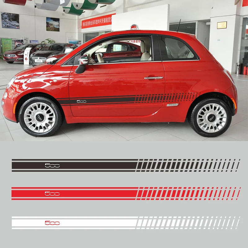 2 шт./лот, авто Стайлинг, сделай сам наклейки на машину для FIAT 500, Виниловая наклейка на тело, боковая наклейка, украшение