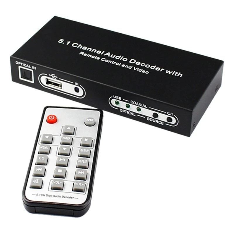 5.1Ch цифровой аудио декодер USB оптический волоконный преобразователь В Аналоговый Цифровой 5 1 поддерживает