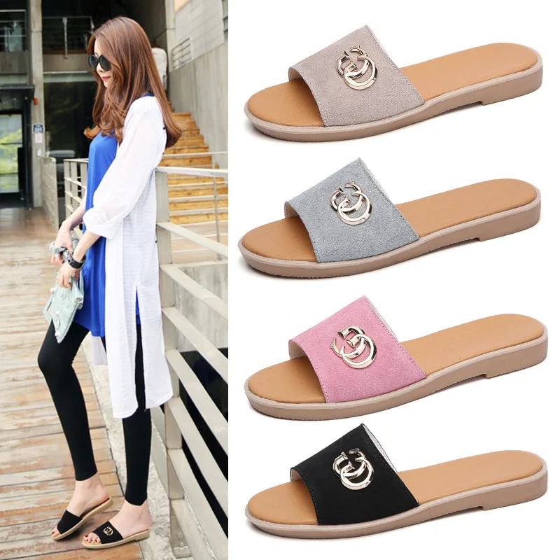 

Summer Breathable A- line Slippers New Style Women's Outer Wear Flat Sandals Women's Trend Comfortable Sandals