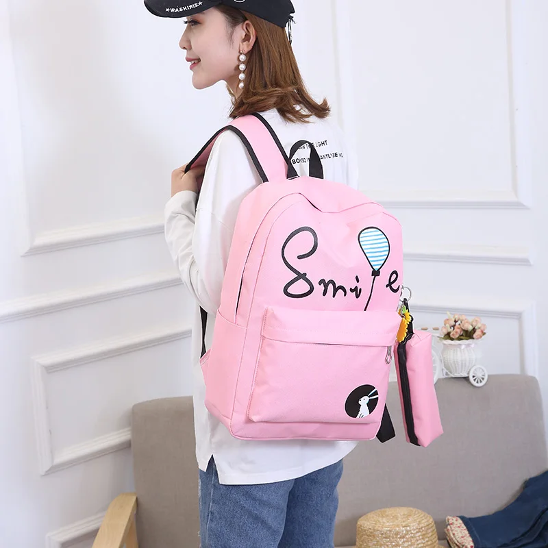 Модные новые 4 шт./компл. Для Женщин нейлоновые рюкзаки школьные рюкзаки для девочек-подростков; для мальчиков и девочек Печать на холсте рюкзаки женские сумки на плечо