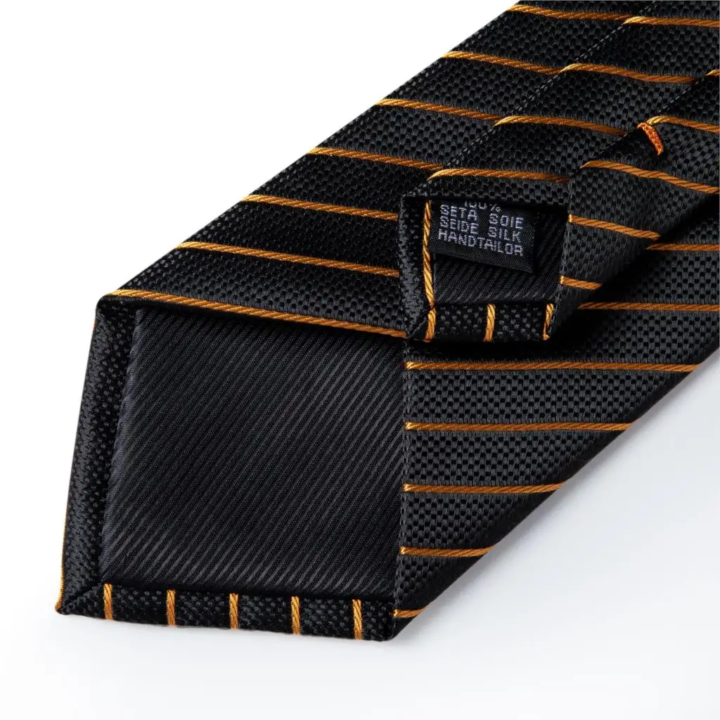 Conjunto Gravata E Lenço DiBanGu - Dourado E Preto Para Eventos Formais