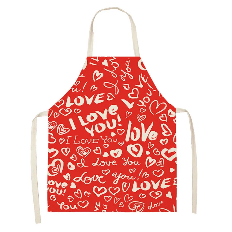 Кухонные фартуки Love Heart для женщин нагрудники из хлопка и льна домашний моющий