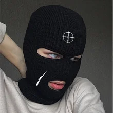 Sniper Rifle Balaclava Ski Mask Fleece Thermal Motorcycle Face Mask Winter Gear 3-Hole Knitted Full Face Cover Winter Hat