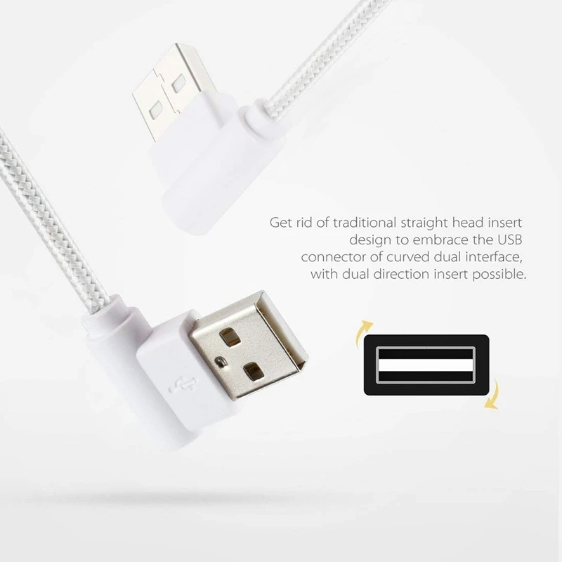 Кабели для передачи данных 25 см USB для USB-C/type-C нейлон плетение стиль двойной локоть зарядный кабель(белый