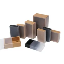 

10pcs Kraft Paper Box with Transparent PVC Window Chocolate Biscuit Paperboard Packaging Box for Christmas Home Party Supplies
