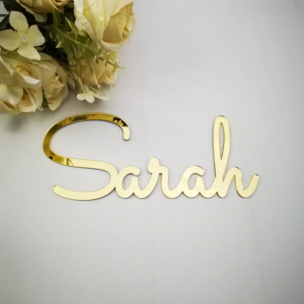 Personalized Baby Shower Mirror gold Name Signs, Custom Children Name Wall Decor Color silver Letters,Wall Acrylic Names Letter  (3)