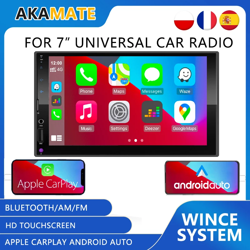 Автомобильный радиоприемник Apple Carplay 7 дюймов Android автомобильный Mirrorlink Bluetooth FM/AM HD