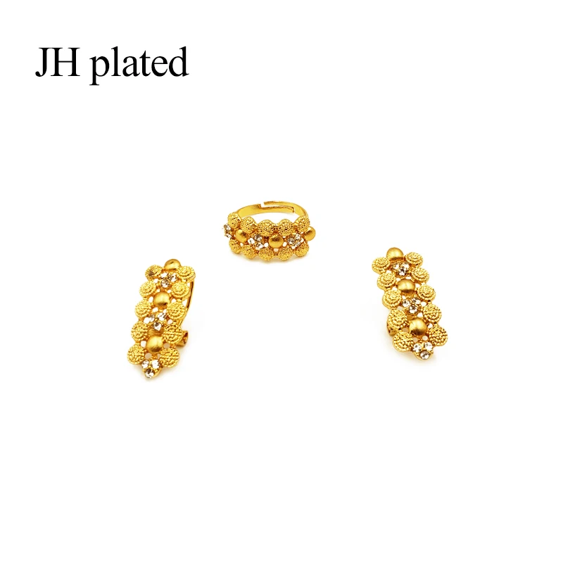 JHplated женское модное ожерелье серьги, кольцо, браслет золотого цвета Ювелирные наборы арабские свадебные подарки турки Африка женский набор