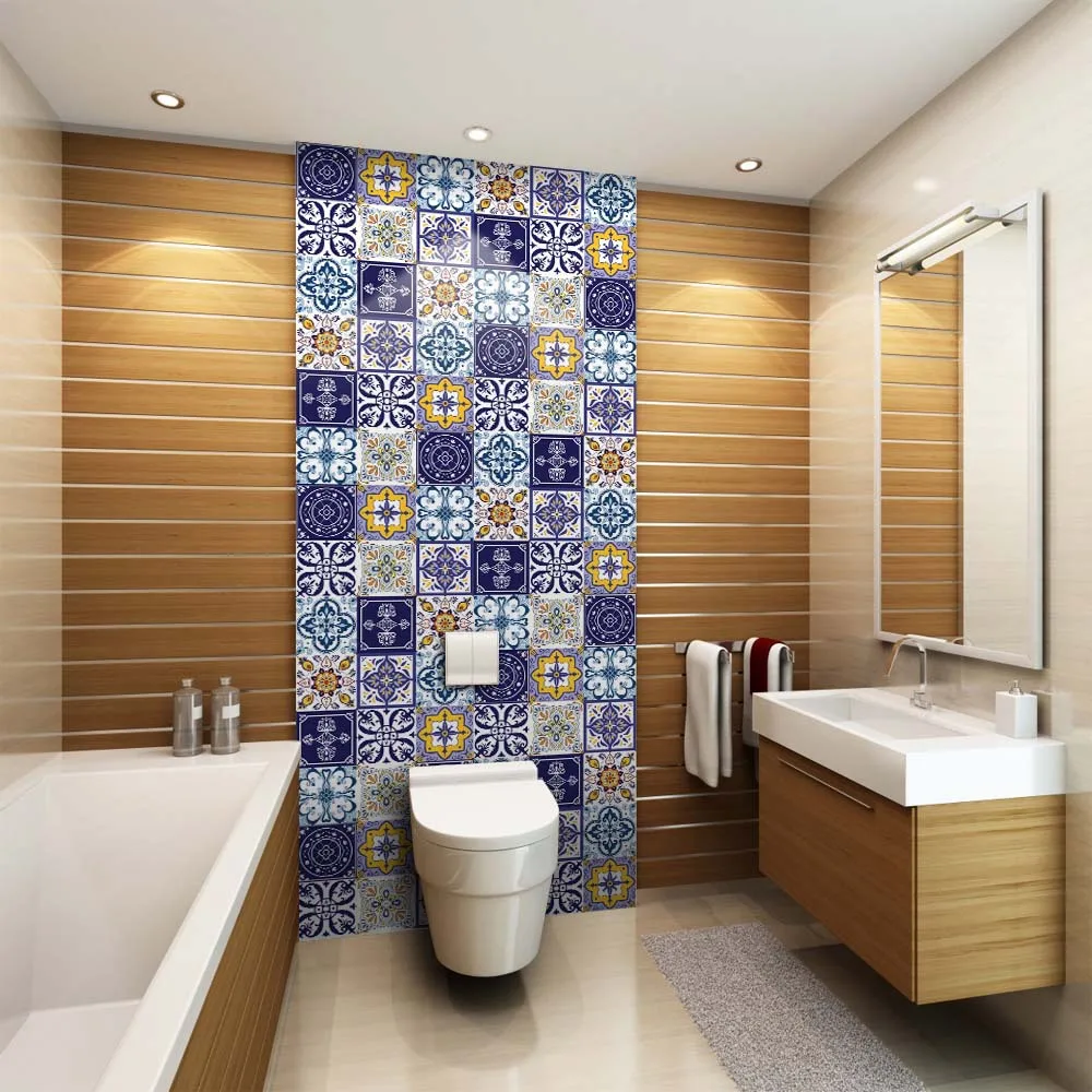 Waterproof Bathroom Wall Wallpaper Self-Adhesive Decorative Pattern Floor Stickers Wall Stickers Kitchen Oil Resistant Adhesive