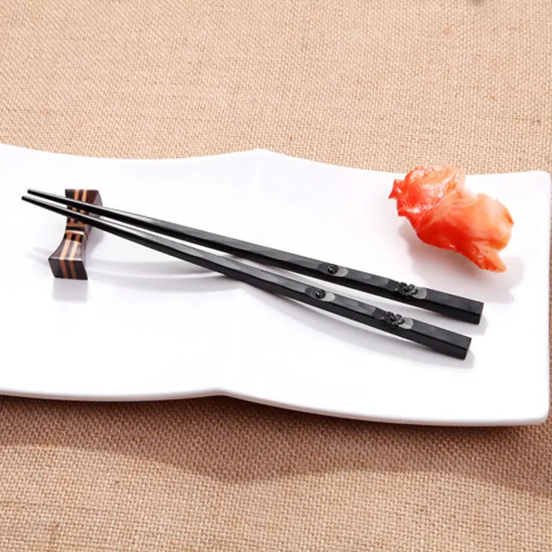 1 пара японские палочки для еды сплав Нескользящие суши Chop набор палочек китайский подарок пластик черный палочка высокого качества
