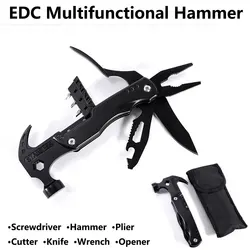 1pc ao ar livre edc multifuncional martelo unha garra chave abridor alicate chave de fenda faca do agregado familiar portátil carpintaria multitool