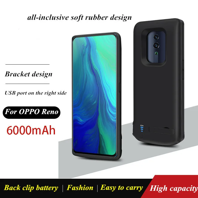 Чехол s для OPPO Reno, внешний аккумулятор, чехол для зарядки батареи, 6000 мА/ч, портативное быстрое зарядное устройство для телефона, чехол для батареи s