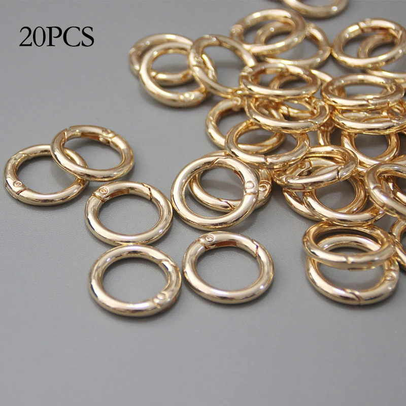 Gold(20PCs) Новые женские металлические аксессуары для сумок, запчасти для сумок, роскошные круглые кольца ручной работы, круглые кольца для самостоятельного изготовления брелоков, связываемых крючков, застежки для сумок - Цвет: Gold(20PCs)