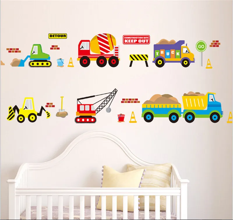 Мультфильм автомобиль Декор стены наклейки для мальчиков спальня детская комната автомобиль плакат настенные наклейки