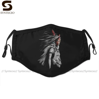 

Japan Cartoon Mouth Face Mask Mononoke Wolf Anime Tra Digital Painting Facial Mask Fashion Cool with 2 Filters for Adult