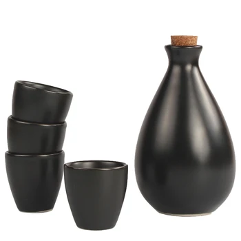 

Ceramic wine pot porcelain Japanese style sake pot clear wineware white spirit one bottle four cups set