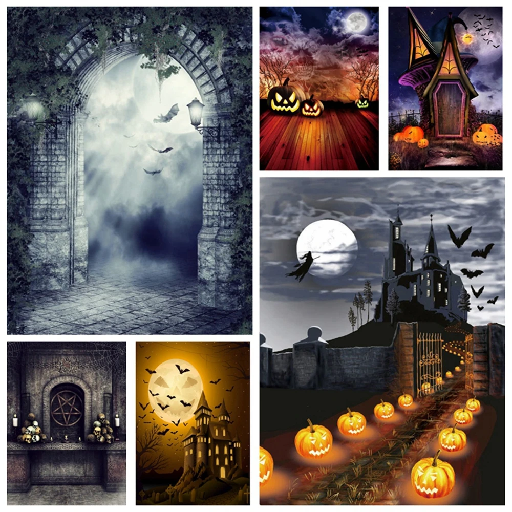Halloween Backdrop Vintage Castle Wall Skull Vinyl Photography Backdrops Photographic Background For Photo Studio Photophone | Электроника