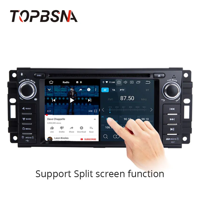 Flash Deal TOPBSNA Car DVD Player Android 9.0 For Jeep Wrangler Compass Grand Cherokee Commander Dodge WIFI 1 Din Car Radio Stereo headunit 1