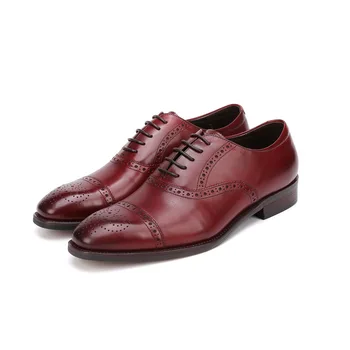 

Brogues Varved Leather Shoes Business Formal Wear Leather Shoes Men's Lace-up Large Size Cowhide