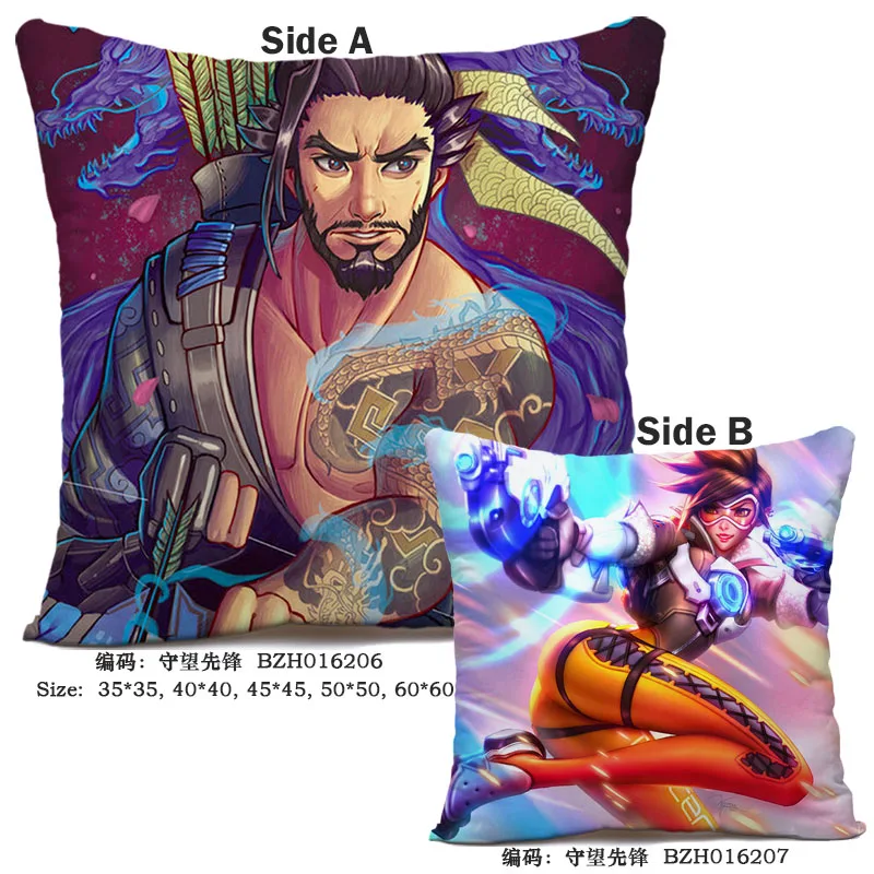 45X45 см аниме игра Overwatch наволочка OW dva Mercy Mei Hanzo Genji Reaper Dakimakura Чехол 3D двухсторонний принт наволочка - Цвет: 19