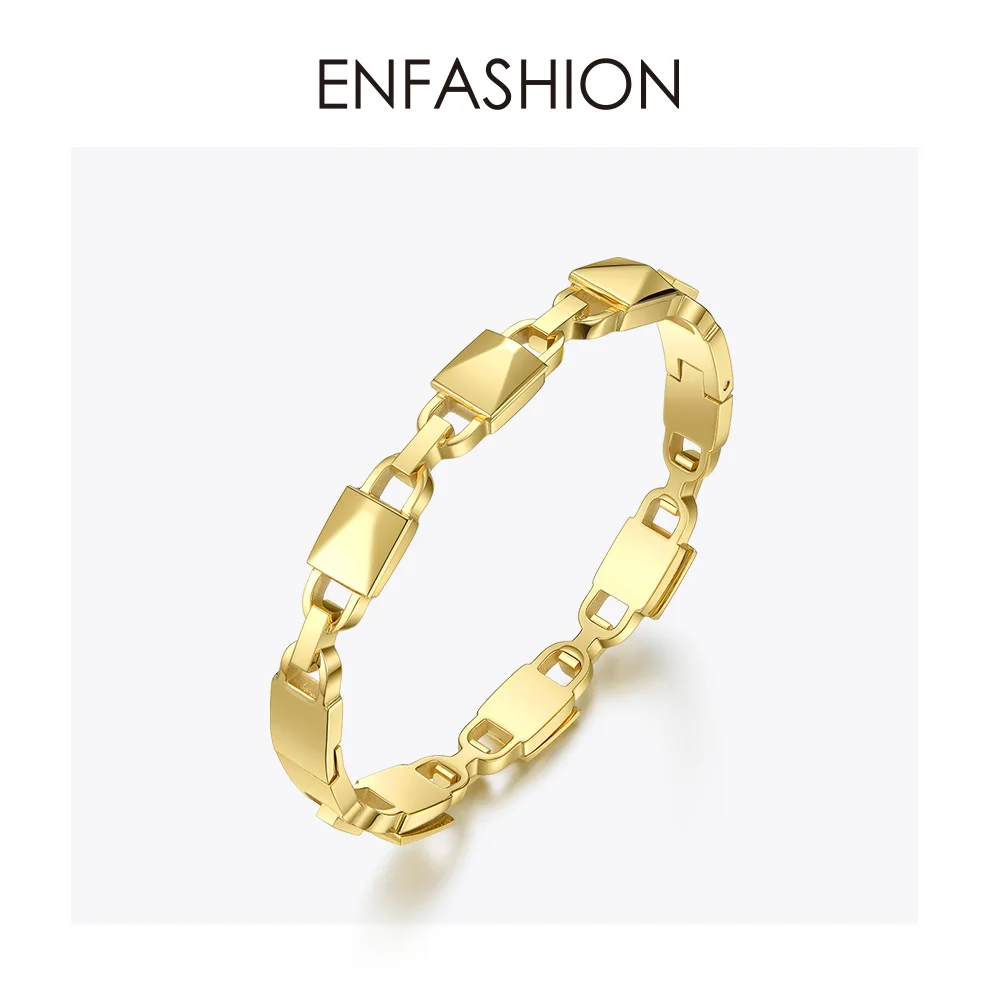ENFASHION геометрические браслеты-манжеты с замком, браслеты для женщин, аксессуары из нержавеющей стали, модные ювелирные изделия, подарки, B192047 - Окраска металла: Yellow gold color