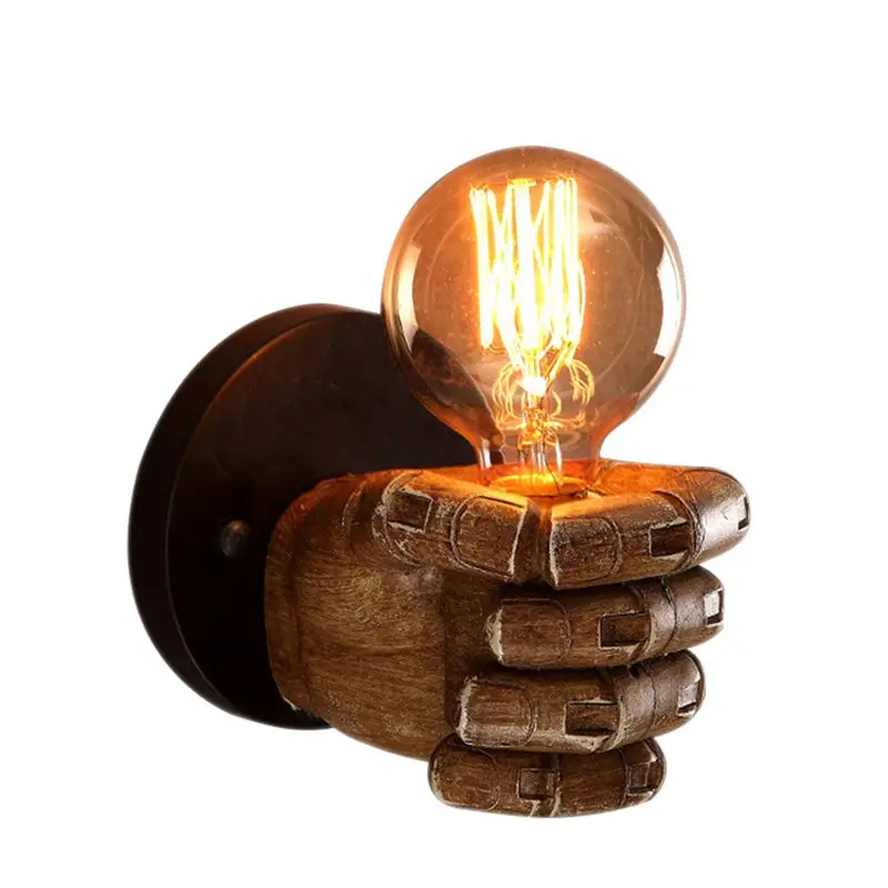 1 pair of left and right hand retro creative fist resin wall lamp Loft industrial style lamp sushi restaurant bar restaurant caf