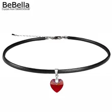 BeBella колье с черной веревочной цепочкой Xilion колье в форме сердца с кристаллами из сваровьей кожи для женщин и девушек Подарок