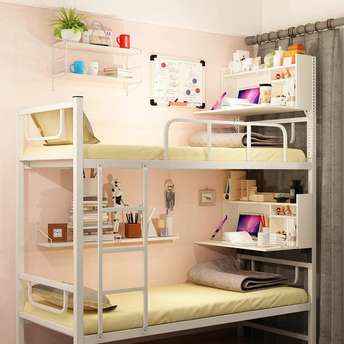 bunk bed with bookshelf