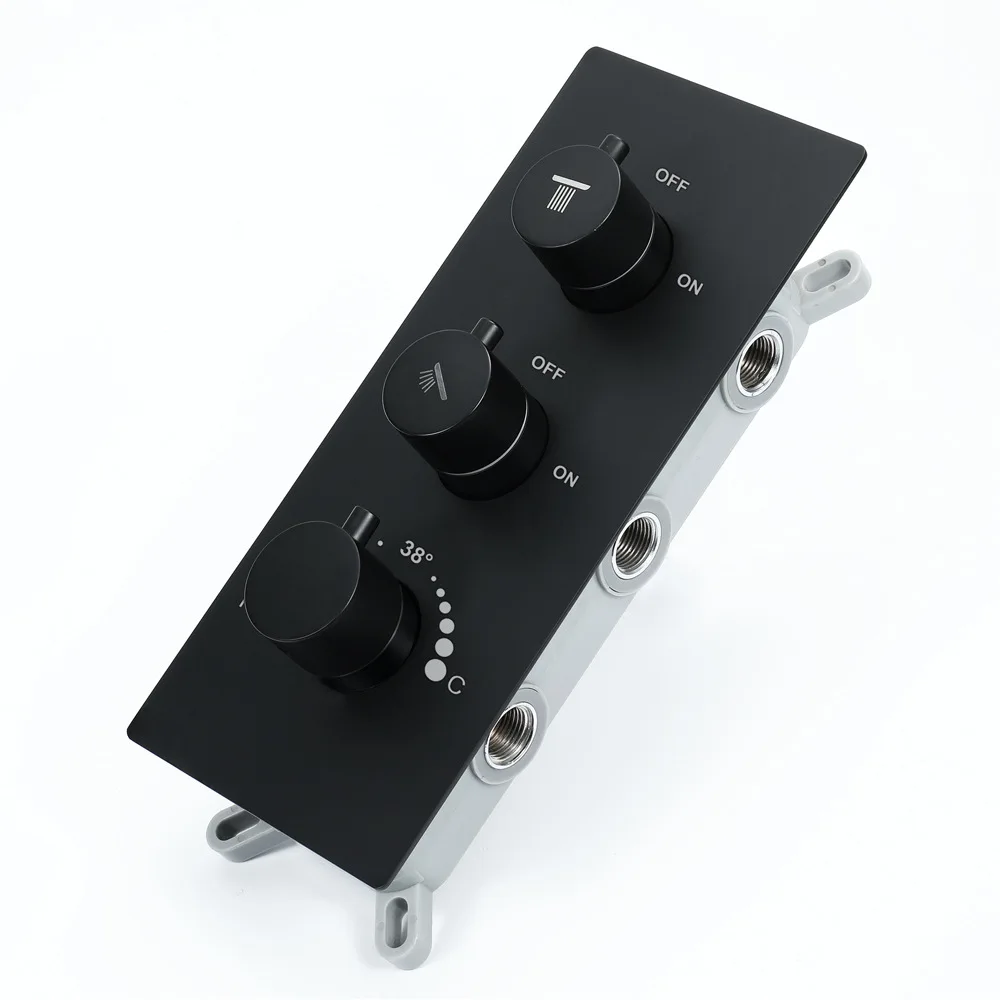 

Concealed Shower Control Valve Black And White with Pattern Cold Embedded Switch Two Feature Thermostatic Mixing Valve HIHSPJ143