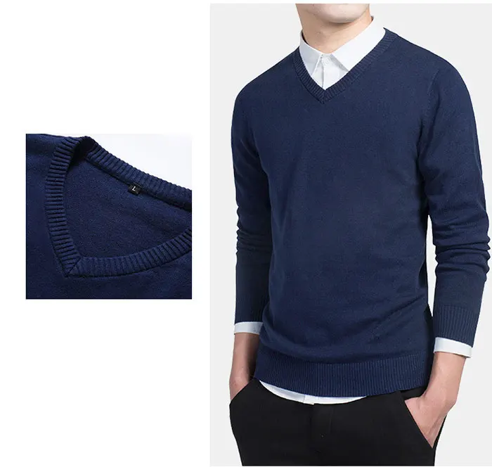 Мужской модный бутик чистого цвета хлопковый кардиган с v-образным вырезом формальный деловой вязаный свитер мужской свитер