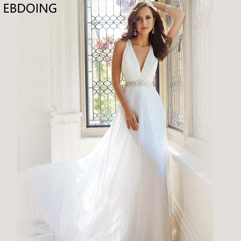 Vestidos De Novia потрясающее ТРАПЕЦИЕВИДНОЕ свадебное платье с глубоким v-образным вырезом новейшего размера плюс длинное свадебное платье для невесты