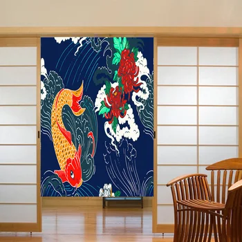 

New Japanese Crane Wave Door Curtain Hotel Sushi Restaurant Partition Curtain Half Curtain Decorative Curtain