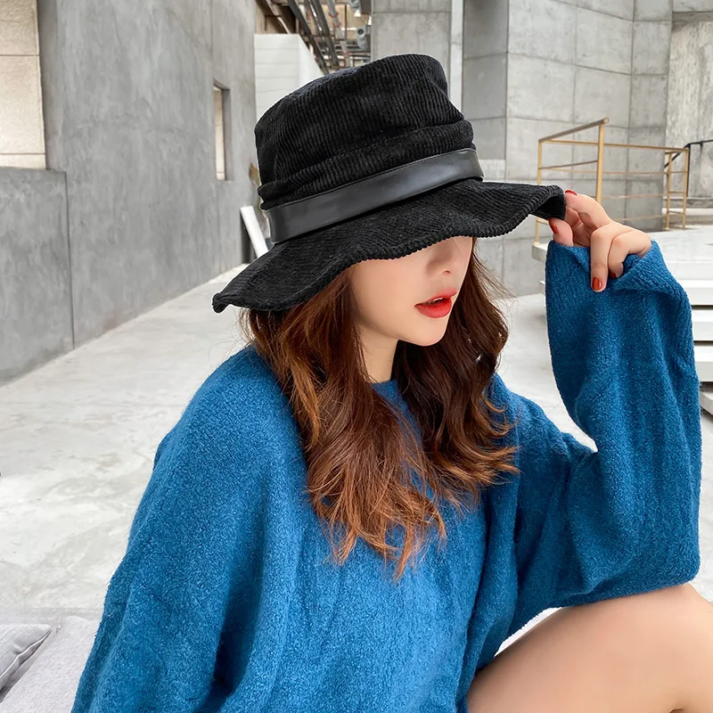 

Hat Women's Corduroy Bucket Hat Autumn Japanese-style Literature And Art Foldable Korean-style Fashion Casual Versatile Bucket H