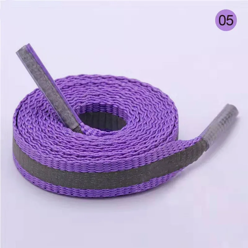 Purple Детская одежда на рост 80, 100/120 см 1 пара шнурки отражающие 8 мм широкий пятно обувной шнурок на Цветной из полиэфирных нитей на открытом воздухе безопасности полосатый шнурки для обуви - Цвет: Purple