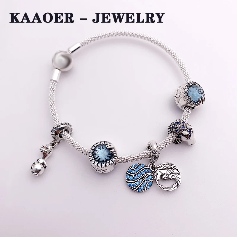 KAAOER ювелирные изделия 925 пробы серебро 11 Новые pandoras Синий Рождественский зимний драгоценный камень ледяной снег серия браслет подарок