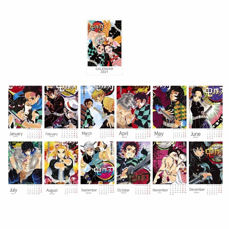 

New 2021 Anime Demon Slayer Desk Calendar Cartoon Figure Desk Calendars Daily Schedule Planner School Office Supplies Decoration