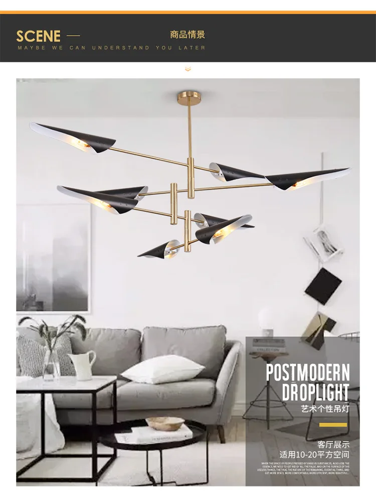 Modern LED branch chandelier personality creative adjustable angle living room dining room bar ceiling black / white chandelier