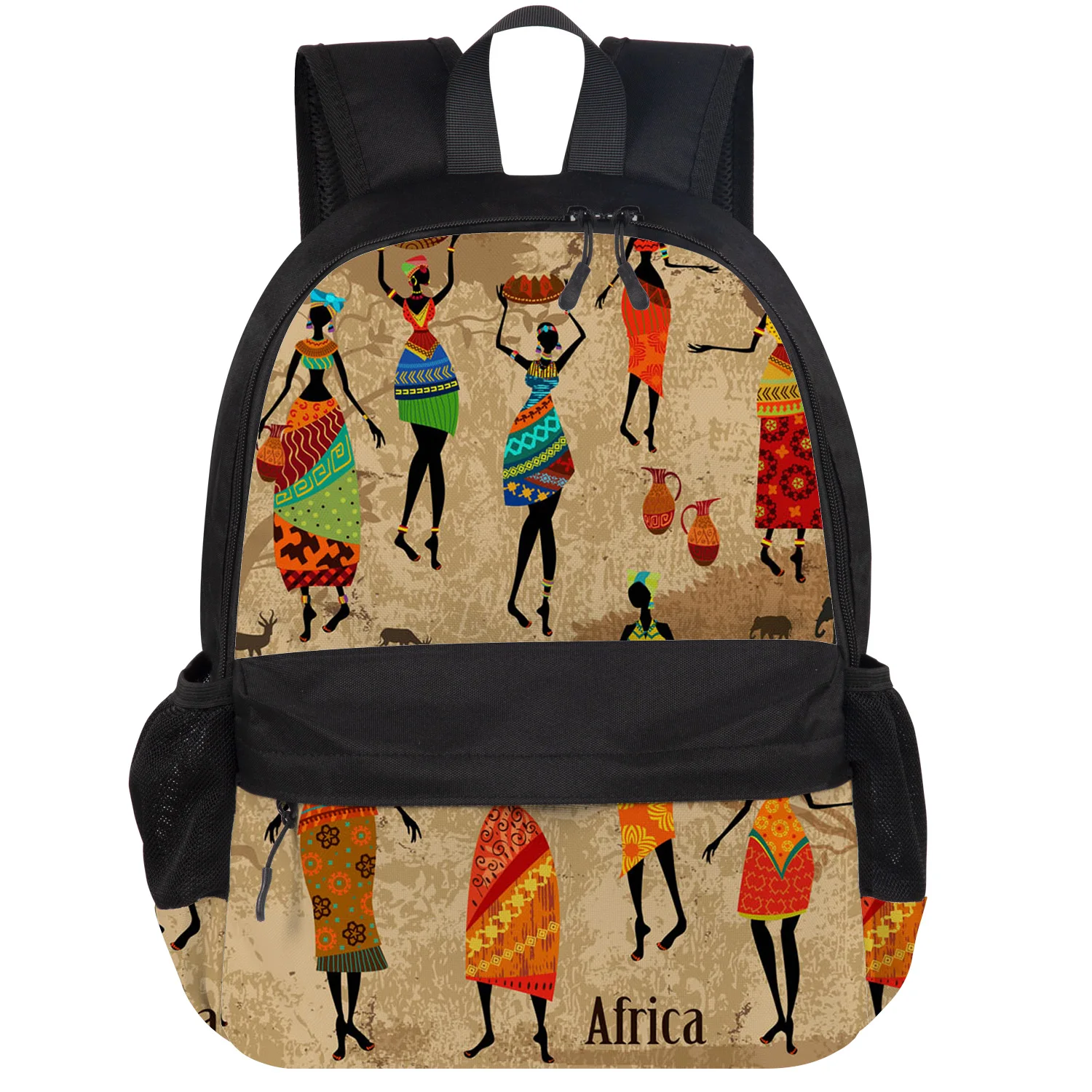 African Woman Dance Vase Backpack College Students Wear Resistance Laptop Book Bag Casual Sports Bags School |