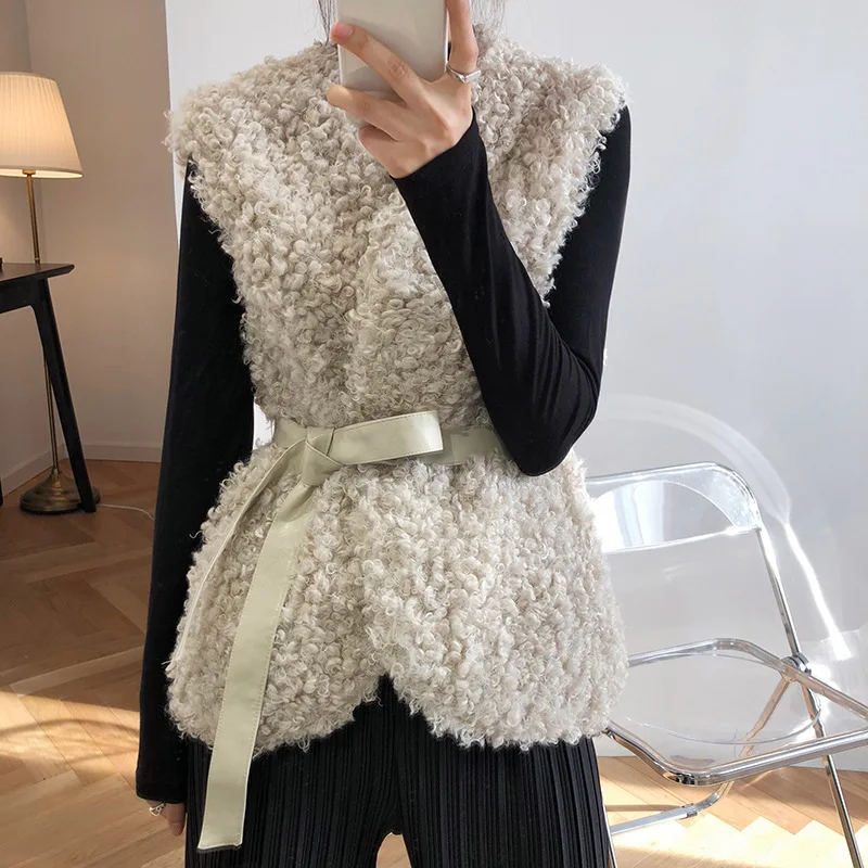 Mooirue Осенняя Женская плюшевая Куртка однобортный Тонкий жилет свободный Harajuku Прямой Кардиган Женская верхняя одежда