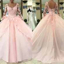 Hot9 светильник, розовые Бальные платья с длинными рукавами, бальное платье принцессы, милое 16 платье на день рождения для девочек, платье на выпускной, платье для особых случаев